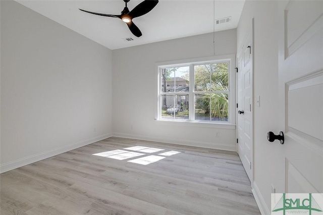 1615 Le Grand St, Savannah, GA 31401 - spare room featuring light wood-type flooring, baseboards, a ceiling fan, and visible vents