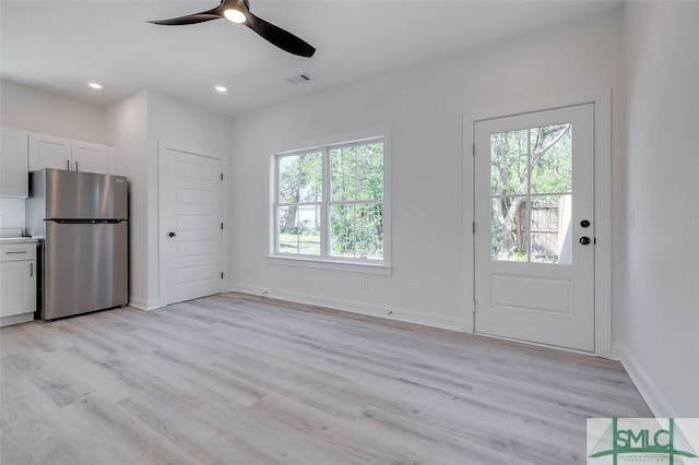 1615 Le Grand St, Savannah, GA 31401 - interior space with baseboards, visible vents, recessed lighting, light wood-style floors, and ceiling fan