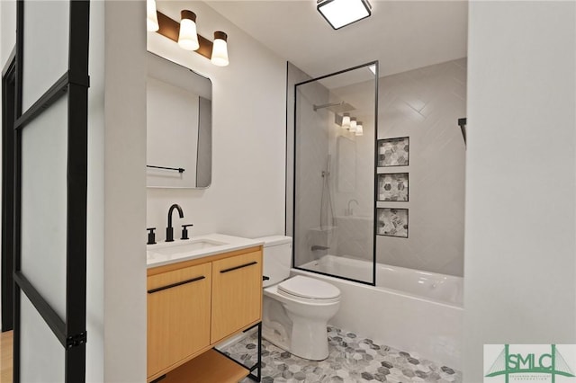 full bathroom featuring vanity, toilet, and shower / bathtub combination