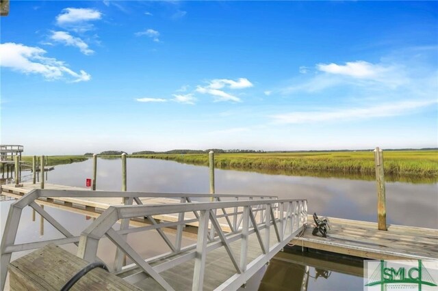 view of dock featuring a water view