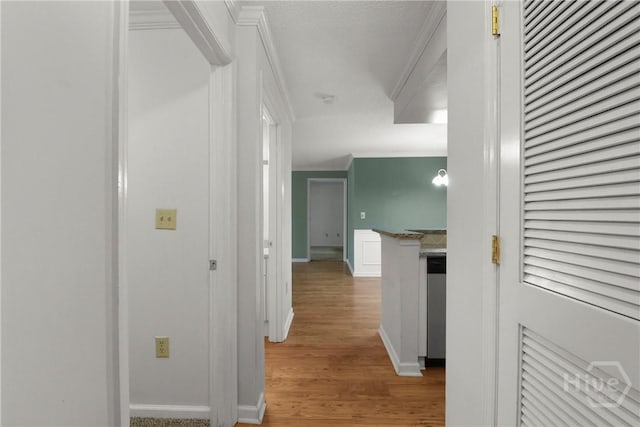 12300 Apache Ave Unit 1212, Savannah, GA 31419 - hall with wood finished floors, ornamental molding, and baseboards