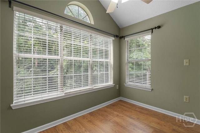 12300 Apache Ave Unit 1212, Savannah, GA 31419 - spare room featuring lofted ceiling, a ceiling fan, wood finished floors, healthy amount of natural light, and baseboards