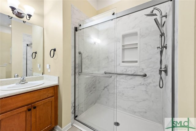 153 Fire Thorn Ln, Pooler, GA 31322 - bathroom featuring a marble finish shower and vanity