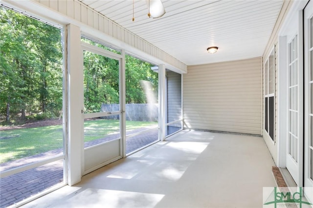153 Fire Thorn Ln, Pooler, GA 31322 - unfurnished sunroom with a ceiling fan