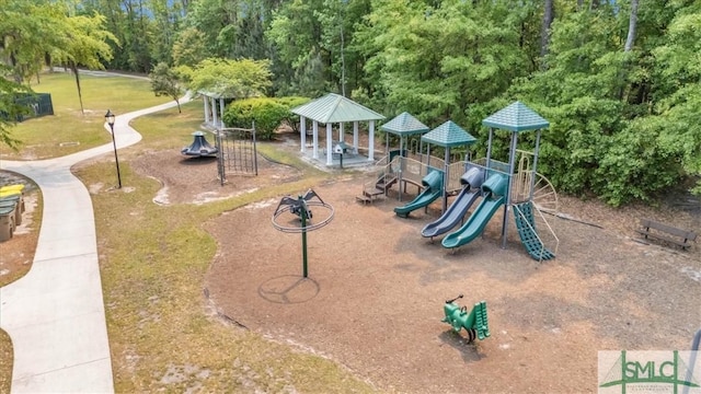 communal playground featuring a gazebo