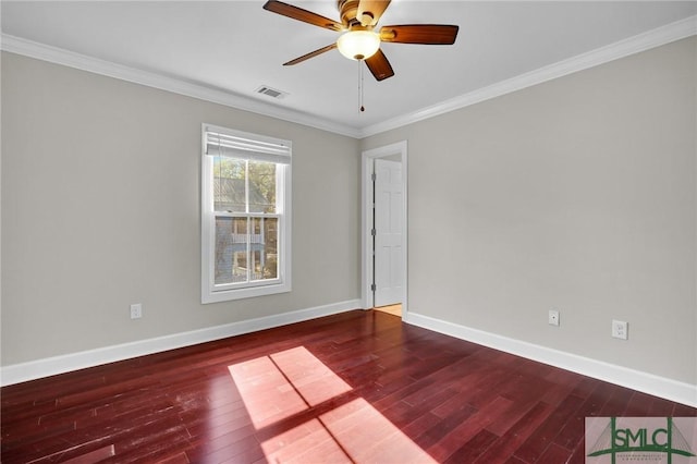 836 E Park Ave, Savannah, GA 31401 - empty room with wood finished floors, baseboards, ceiling fan, and ornamental molding