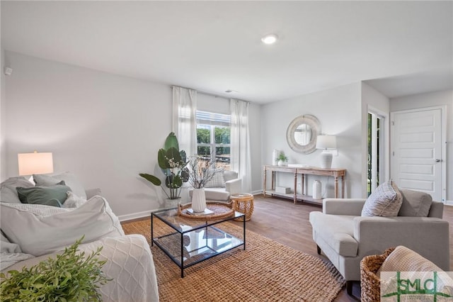 334 Elizabeth Dr, Brunswick, GA 31525 - living room featuring baseboards and wood finished floors