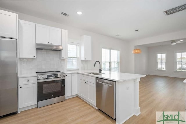 1203 E Bolton St, Savannah, GA 31404 - kitchen with visible vents, appliances with stainless steel finishes, under cabinet range hood, and a sink