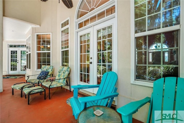 sunroom with french doors