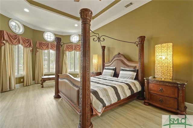 112 Manor Row, Pooler, GA 31322 - bedroom with crown molding, light wood-type flooring, baseboards, and recessed lighting