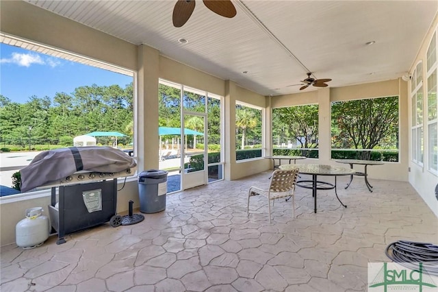 112 Manor Row, Pooler, GA 31322 - sunroom featuring ceiling fan