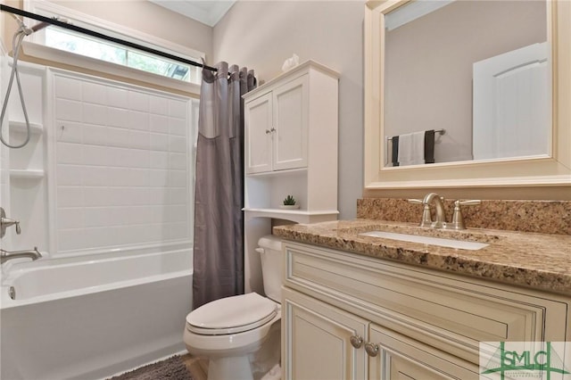 620 W 9th St, Rincon, GA 31326 - bathroom featuring toilet, vanity, and shower / tub combo with curtain