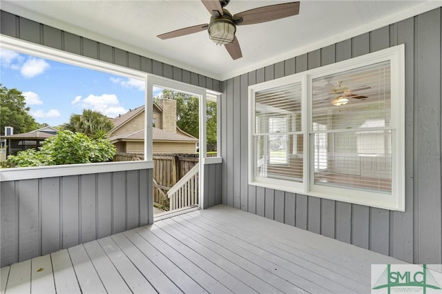 116 Rose Dhu Way, Savannah, GA 31419 - unfurnished sunroom featuring a ceiling fan