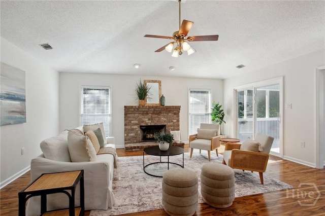 116 Rose Dhu Way, Savannah, GA 31419 - living area with a textured ceiling, plenty of natural light, wood finished floors, and ceiling fan