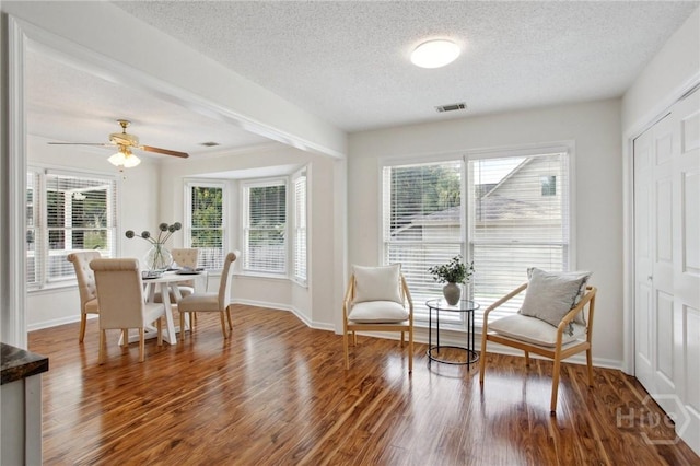 116 Rose Dhu Way, Savannah, GA 31419 - living area with plenty of natural light, wood finished floors, a textured ceiling, and a ceiling fan