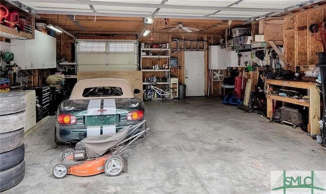 garage featuring a workshop area