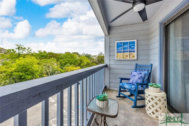 1217 Bay St Unit 230A, Tybee Island, GA 31328 - balcony with a ceiling fan