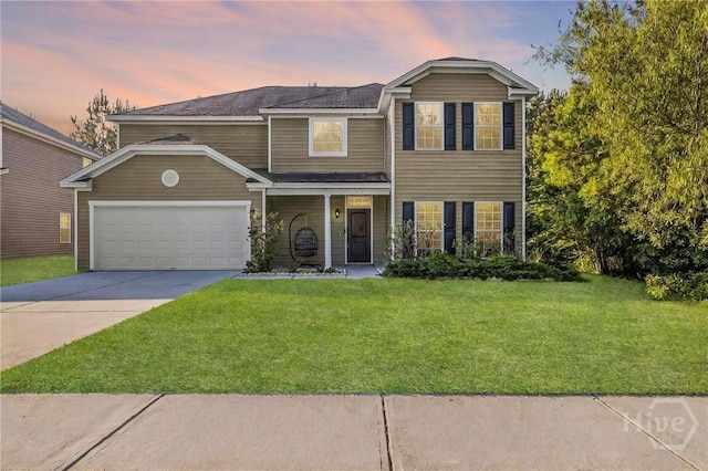 119 Smithwick Trl, Guyton, GA 31312 - traditional-style house with driveway, an attached garage, a front lawn, and covered porch