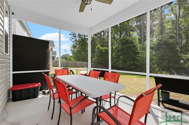 378 Southwilde Way, Pooler, GA 31322 - sunroom featuring outdoor dining area and ceiling fan