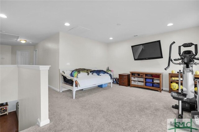 378 Southwilde Way, Pooler, GA 31322 - bedroom featuring recessed lighting, carpet flooring, and attic access