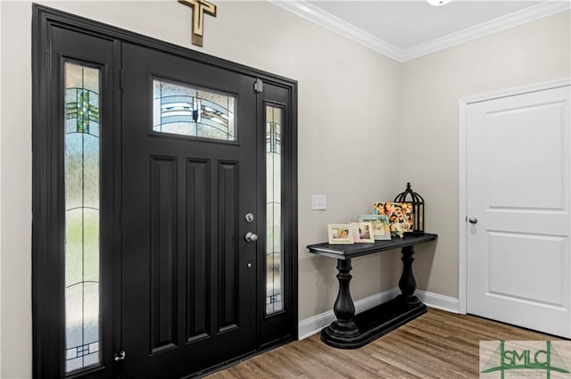 107 Mingledorff Way, Springfield, GA 31329 - foyer featuring ornamental molding, wood finished floors, and baseboards