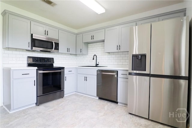 309 Wilkinson Rd NE, Ludowici, GA 31316 - kitchen with appliances with stainless steel finishes, light countertops, a sink, and backsplash