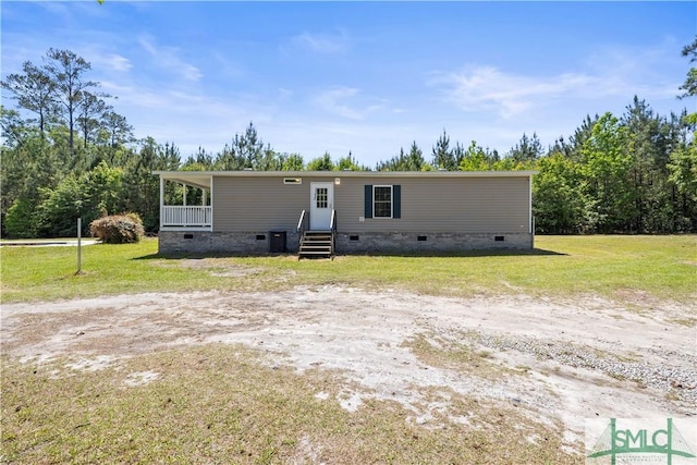 1173 Ga Highway 21 N, Springfield, GA 31329 - manufactured / mobile home with entry steps, a front lawn, and crawl space