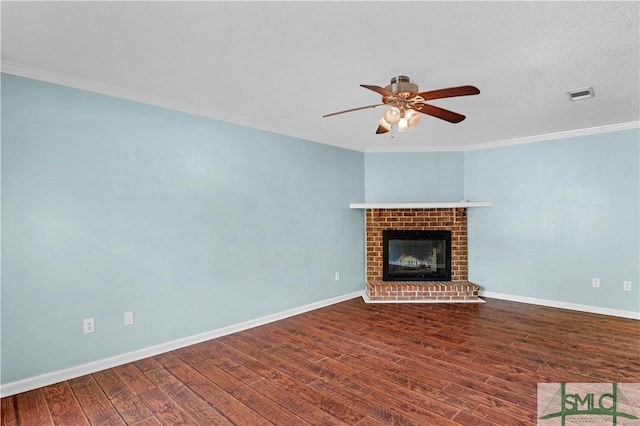 53 Kevin Rd, Hinesville, GA 31313 - unfurnished living room with visible vents, wood finished floors, ceiling fan, and ornamental molding