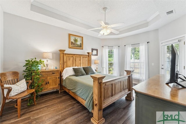 125 Blue Lake St, Richmond Hill, GA 31324 - bedroom with multiple windows, access to outside, a tray ceiling, and visible vents