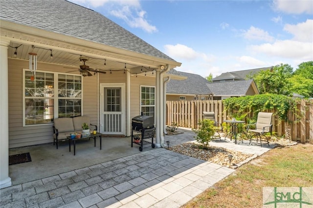 125 Blue Lake St, Richmond Hill, GA 31324 - view of patio / terrace featuring a ceiling fan and a fenced backyard