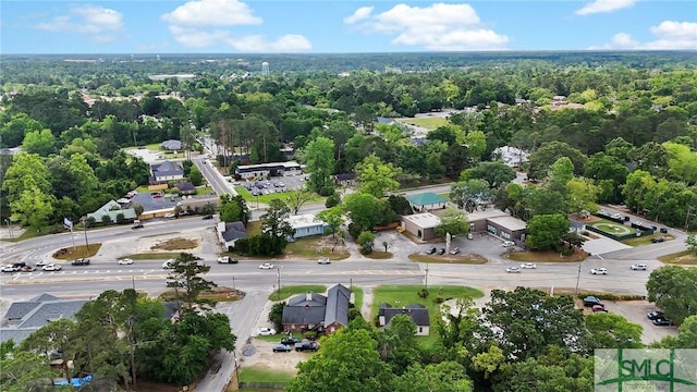 bird's eye view with a view of trees