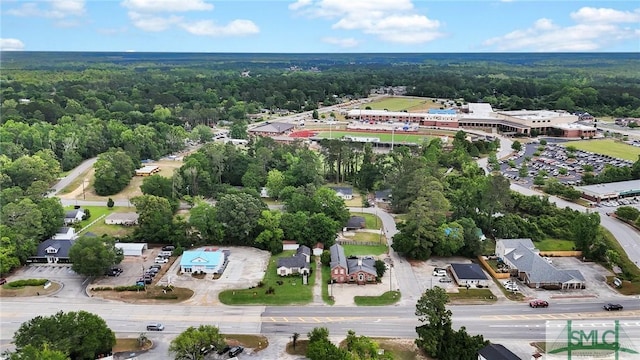 aerial view with a forest view
