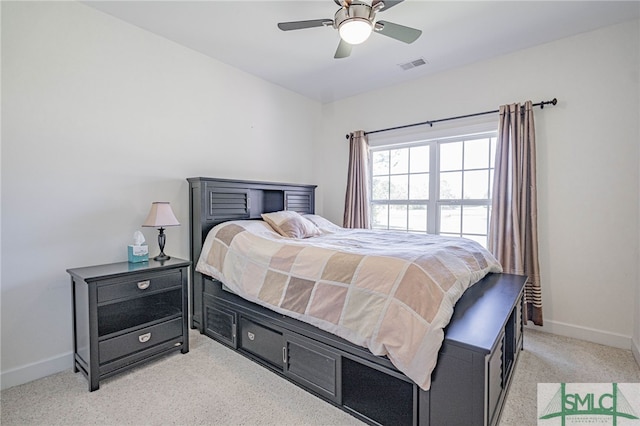 23 Olde Gate Ct, Pooler, GA 31322 - bedroom with visible vents, a ceiling fan, baseboards, and light colored carpet