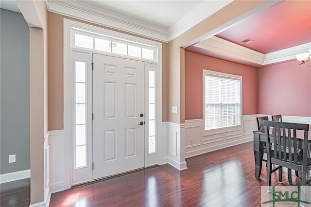 23 Olde Gate Ct, Pooler, GA 31322 - entrance foyer featuring crown molding, a notable chandelier, visible vents, and wainscoting