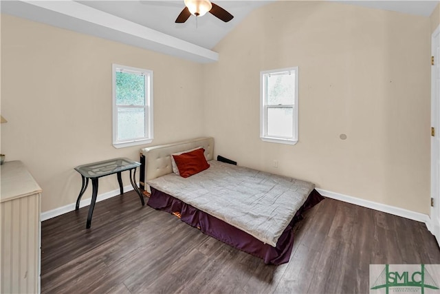 2115 Gable St, Savannah, GA 31404 - bedroom featuring baseboards, vaulted ceiling, and wood finished floors