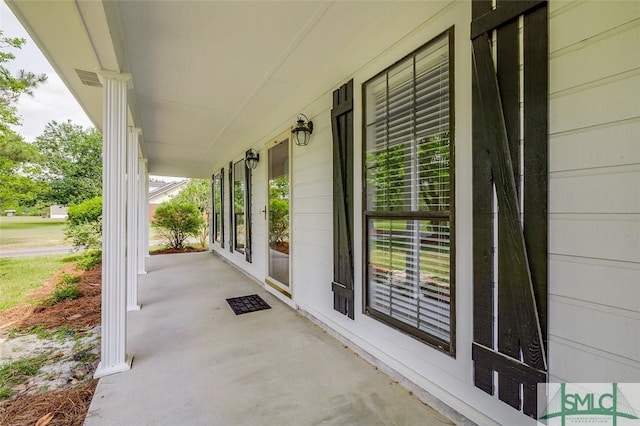view of patio / terrace featuring covered porch