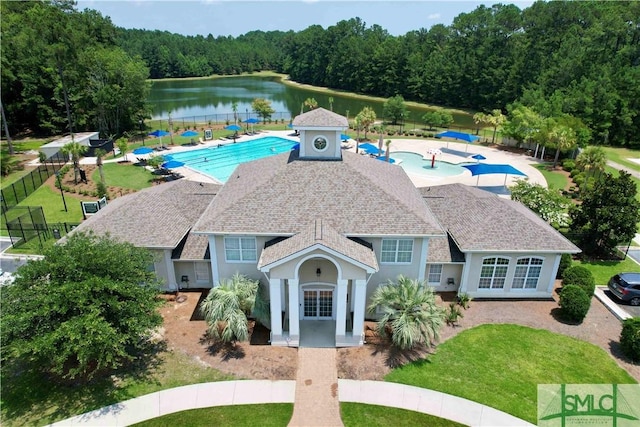 169 Nandina Way, Pooler, GA 31322 - view of pool with a water view, a view of trees, and french doors
