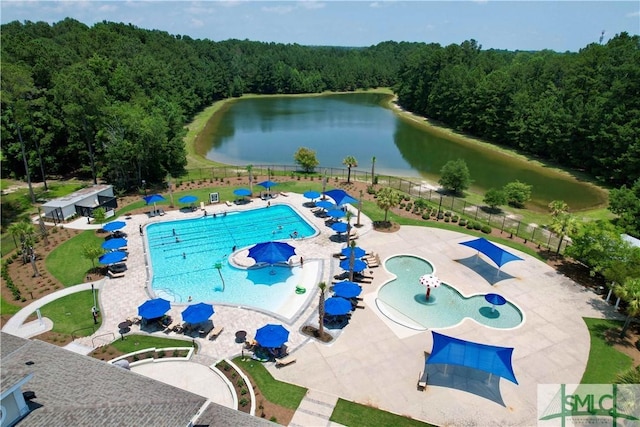 169 Nandina Way, Pooler, GA 31322 - view of pool with a water view, fence, and a wooded view