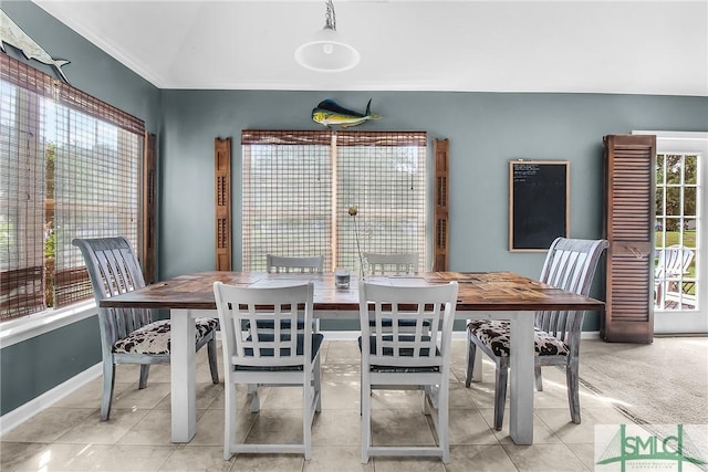169 Nandina Way, Pooler, GA 31322 - dining area with light tile patterned floors, baseboards, and lofted ceiling