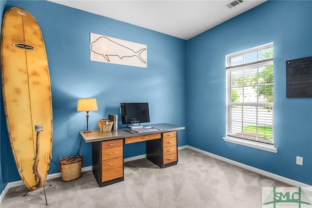 169 Nandina Way, Pooler, GA 31322 - office area with baseboards, visible vents, and light carpet