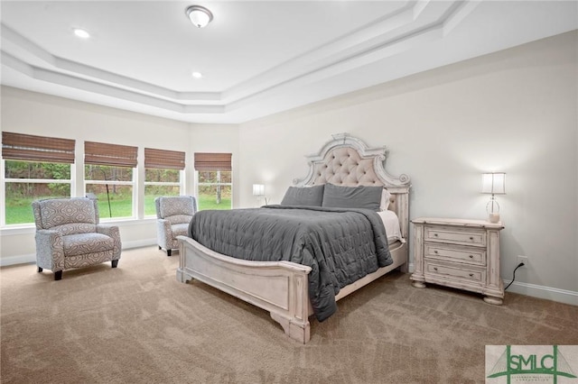 20 Serenity Pt, Savannah, GA 31419 - bedroom with baseboards, carpet, a tray ceiling, and recessed lighting