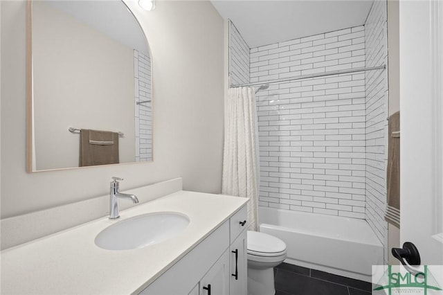 20 Serenity Pt, Savannah, GA 31419 - full bath with vanity, tile patterned flooring, toilet, and shower / tub combo with curtain