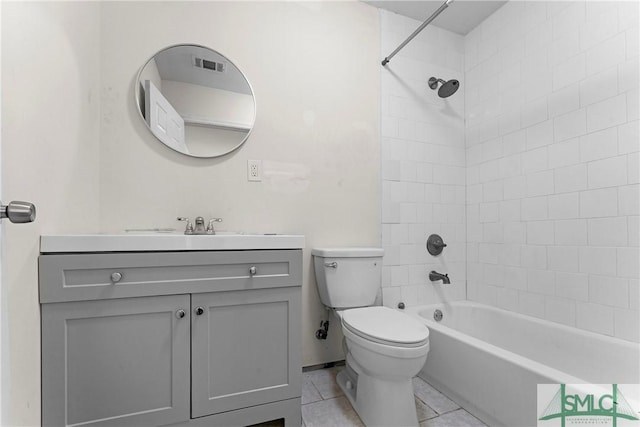 1145 Graydon St, Savannah, GA 31404 - bathroom featuring visible vents, tile patterned flooring, vanity, bathing tub / shower combination, and toilet