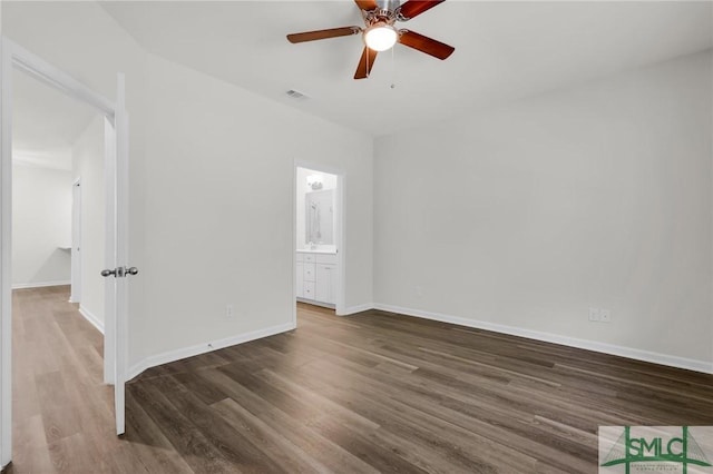 127 Lower Creek Dr, Richmond Hill, GA 31324 - spare room with baseboards, ceiling fan, wood finished floors, and visible vents