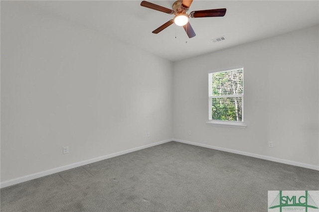 127 Lower Creek Dr, Richmond Hill, GA 31324 - spare room featuring baseboards, carpet flooring, a ceiling fan, and visible vents