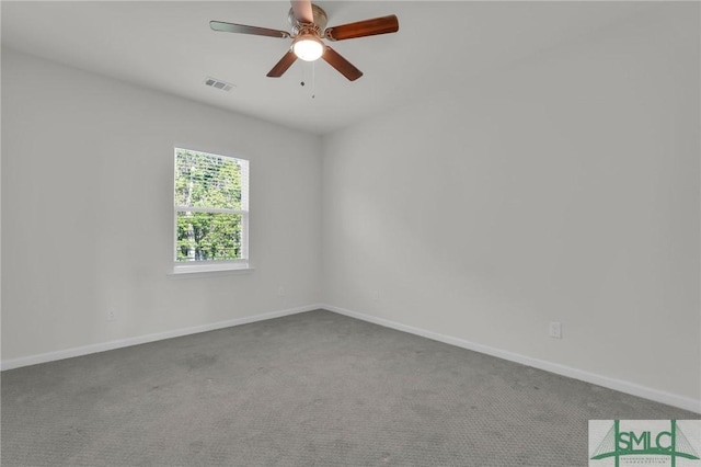 127 Lower Creek Dr, Richmond Hill, GA 31324 - spare room featuring carpet floors, a ceiling fan, baseboards, and visible vents