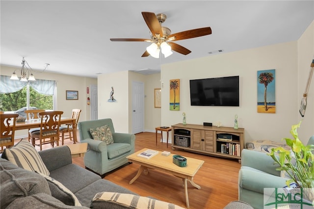 106 Pelican Ct, Tybee Island, GA 31328 - living area featuring visible vents, ceiling fan, and wood finished floors