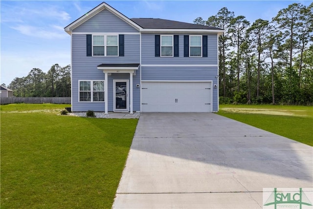 63 Springer Cir, Ludowici, GA 31316 - view of front of property featuring concrete driveway, an attached garage, and a front lawn