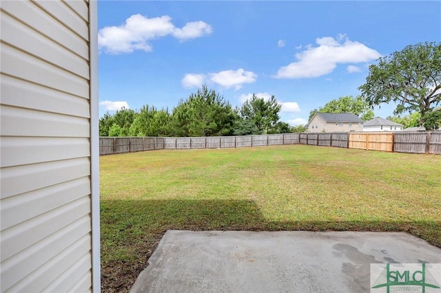 view of yard featuring a fenced backyard and a patio area