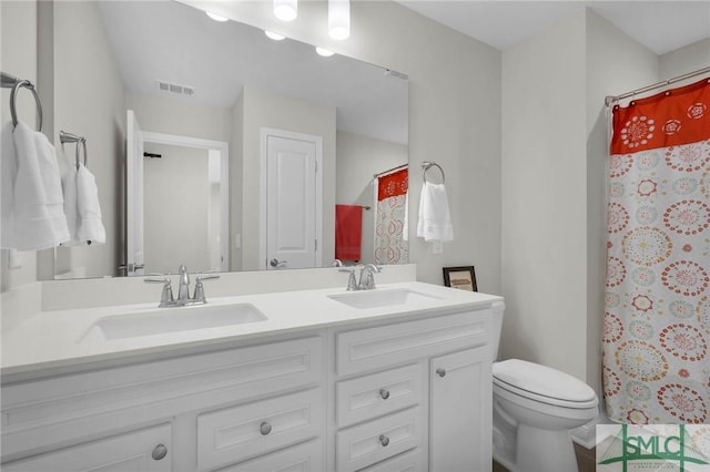 130 Canter Ct, Savannah, GA 31406 - full bathroom with toilet, double vanity, and curtained shower